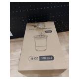 Huifany 100 Pack 16 oz Disposable Plastic Cups with Lids and Straws, Clear Party Coffee Cups for Cold Beverages, Smoothies, Iced Coffee, and Leak-Proof, BPA-Free - Retail: $20
