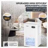 ToLife Dehumidifiers for Home 95 OZ Water Tank, 1000 sq.ft Dehumidifier for Basement Bedroom Bathroom with Auto Shut Off 7 Colors LED Light,White - Retail: $101