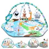 Baby Gym Play Mat, 8-in-1 Tummy Time Mat and Ball Pit with 6 Toys, Washable Baby Activity Play Mat for Visual, Hearing, Sensory, Motor Development, Baby Toys Gift for Toddler Infant 0-3-6-9-12 Months 