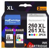 260XL 261XL Ink Cartridges Replacement for Canon 260 and 261 Ink Cartridges Printer Ink 260 and 261 Combo Pack Pixma TS6420a TS6400 TS6420 TR7020a TR7000 TR7020 TS5320 TS5300 PG-260 XL CL-261 XL - Ret