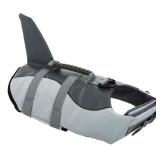 Queenmore Dog Life Jacket Ripstop Shark Dog Safety Vest Adjustable Preserver with High Buoyancy and Durable Rescue Handle for Small,Medium,Large Dogs, Grey Shark X-Small - Retail: $30