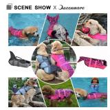 Queenmore Dog Life Jacket Ripstop Shark Dog Safety Vest Adjustable Preserver with High Buoyancy and Durable Rescue Handle for Small,Medium,Large Dogs, Grey Shark X-Small - Retail: $30