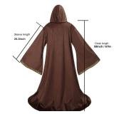 HAPNBCELE Velvet Wizard Robe Cloak with Hood Men Women, Sorcerer Renaissance Costume Medieval Cape Long Sleeve Halloween (Brown, 59\150CM) - Retail: $20in