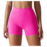 YEOREO Daze Workout Shorts Womens Scrunch Butt Gym Shorts for Women V Back Booty Butt Lifting Biker Compression Spandex Yoga Shorts Pink Small - Retail: $25