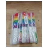 Hananona 12 Pcs Rainbow Folding Fans Colorful Hand Held Fan, Rainbow Party Decoration, LGBT Pride Month Fans Hand Folding Fans for WomenMen (Rainbow, 12) - Retail: $15