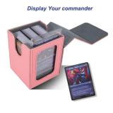 AFIING MTG Deck Box for Commander Display,Card Deck Box Fits 100 Double Sleeved Cards, Magic Commander TCG Card Storage Box with 2 Dividers,Drawstring Bag and 1 Toploader(Pinkgrey) - Retail: $14