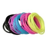 50 Pcs Silicone Jelly Bracelets Assorted Colors Neon Retro Bands for 80s Party Favors for Women Girls Kids (Black, Purple, Pink, Yellow, Blue) - Retail: $9