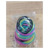 50 Pcs Silicone Jelly Bracelets Assorted Colors Neon Retro Bands for 80s Party Favors for Women Girls Kids (Black, Purple, Pink, Yellow, Blue) - Retail: $9