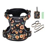 Petmolico No Pull Dog Harness Set, 2 Leash Attchment Easy Control Handle Reflective Vest Dog Harness Breed, Small Dogs Harness and Leash Set with Poop Bag Holder(S, Sunflower) - Retail: $23
