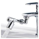 1080°Swivel Faucet Extender, Sink Water Faucet Aerator Extension in Brass, Swivel Robotic Arm Bathroom Faucet Extender, Kitchen Rotating Extension Filter with 2 Mode Splash - Retail: $15