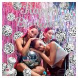 Disco Birthday Party Decorations - Silver Disco Ball Banner, Honeycomb Centerpieces, 70s-80s-90s Themed Party Pack - Retail: $14