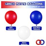 Red White and Blue Latex Balloons 100 Pack for 4th of July Decorations Independence Day Patriotic Anniversary Graduation Birthday Wedding Nautical Party Supplies - Retail: $8