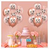 55th Birthday Balloons 18 Pcs Rose Gold Happy 55th Birthday Latex Balloons Confetti Balloons for Men Women 55th Anniversary Birthday Party Decorations Rose Gold Balloons Birthday Decor Supplies12 inch