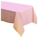 ZULADISE 2 Pack Premium Pink and Gold Plastic Tablecloths  Thick, Durable, Reusable Table Covers (54 x 108 in)  Disposable Party Tablecloths for Birthday, Baby Shower and Event Decorations - Retai