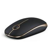VssoPlor Wireless Mouse, 2.4G Slim Portable Computer Laptop Mouse with Nano Receiver Quiet Silent Optical Mice for Notebook, PC, Laptop, Computer-Black and Gold - Retail: $10