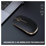 VssoPlor Wireless Mouse, 2.4G Slim Portable Computer Laptop Mouse with Nano Receiver Quiet Silent Optical Mice for Notebook, PC, Laptop, Computer-Black and Gold - Retail: $10