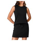 WIHOLL Travel Outfits for Women 2 Piece Skirt Sets Golf Summer Beach Vacation Clothes Fashion Spring Break Athletic Tennis Dresses with Shorts Dressy Casual Athleisure Petite Lounge Sets Black XL - Re