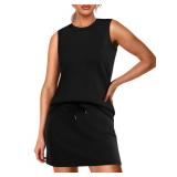 WIHOLL Travel Outfits for Women 2 Piece Skirt Sets Golf Summer Beach Vacation Clothes Fashion Spring Break Athletic Tennis Dresses with Shorts Dressy Casual Athleisure Petite Lounge Sets Black XL - Re