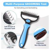 JASWELL Pet Grooming Tool- 2 Sided Undercoat Rake for Dogs andCats-Safe and Effective Dematting Comb for MatsandTangles Removing-No More Nasty Shedding or Flying Hair Blue - Retail: $719