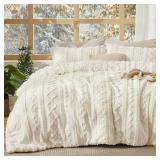 Bedsure Tufted Boho Comforter Set Twin Size - Ivory Boho Bed Set, GentleSoft 2 Pieces Farmhouse Shabby Chic Embroidery Bedding, Gifts for Woman, Soft Jacquard Twin Comforter for All Seasons - Retail