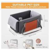 Avont Center Console Dog Car Seat with Double Protection Seat Belts, Armrest Middle Console Booster Travel Carrier for Small Dogs Cats with Storage Pockets, Well-Cushioned, Anti-Anxiety -Dark Grey - R
