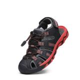 DREAM PAIRS Boys Girls Summer Outdoor Athletic Sport Sandals Walking Hiking Hook and Loop Adjustable Multicolor for ToddlerLittleBig Kids,Size 6 Big Kid,BlackGreyRed,160912-K