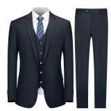 Cooper and Nelson Menfts Suit Slim Fit, 3 Piece Suits for Men, One Button Solid Jacket Vest Pants with Tie, Tuxedo Set Dark Navy XS - Retail: $100