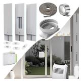 Gulrear Max 95" Sliding Door Air Conditioner Vent Kit with Security Lock and 2 weather strippings Energy Saving Airtight Universal 5.05.9 Inch AC Hose Coupler Portable AC Balcony Door Plates kit - Ret