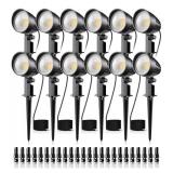 CRODIAL Low Voltage Landscape Lighting 15W LED Landscape Spotlights with Connectors 12V-24V ACDC 3000K 6500K IP65 Waterproof Outdoor Warm White Spotlights for Yard, Garden, Pathway, House (12 Pack) - 