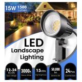CRODIAL Low Voltage Landscape Lighting 15W LED Landscape Spotlights with Connectors 12V-24V ACDC 3000K 6500K IP65 Waterproof Outdoor Warm White Spotlights for Yard, Garden, Pathway, House (12 Pack) - 