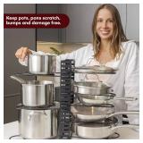 GeekDigg Adjustable Pots and Pans Organizer - 8 Tier Versatile Kitchen Pot Rack for Counter and Cabinet - Easy Setup, 3 DIY Installation Ways, Accommodates 8+ Pots and Pans - Space-Saving Black Design