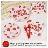 Grencian 96PCS Strawberry Birthday Party Plates and Napkins Disposable Summer Fruit Paper Plates Tableware Set for Berry Baby Shower Sweet Strawberry Birthday Party Supplies, Serves 24 Guests - Retail