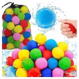 Jishi Reusable Water Sponge Balls 60pcs Water Balloons for Kids Beach Pool Toys, Outdoor Yard Games for Kids Ages 3-5 4-8-12 Year old Boys Girls Teens Adults Family Water Fight Party, Fun Summer Gifts