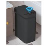 Yatmung Touchless Bathroom Trash Can - 2.5 Gallon Smart Trash Can Sensor Motion - Skinny Trash Bin with Lid - Electric, Narrow, Plastic, Auto Open - Small Slim Automatic Garbage Can (Black) - Retail: 