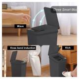 Yatmung Touchless Bathroom Trash Can - 2.5 Gallon Smart Trash Can Sensor Motion - Skinny Trash Bin with Lid - Electric, Narrow, Plastic, Auto Open - Small Slim Automatic Garbage Can (Black) - Retail: 