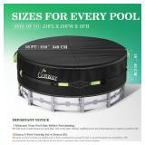 UIRWAY 18 Ft Round Winter Pool Cover with Reflective Strips, Swimming Pool Cover for Above Ground Pools, Solar Cover Including Rope Tie and Luminous Ground Nails, PU Tarp Snug Fit for UV Protected - R