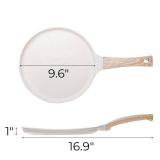 Hiceeden Nonstick Crepe Pan with Spreader, 10-Inch Tortilla Pan with Detachable Handle, Ceramic Coating Pancake Dosa Tawa Griddle Pan, for All Stove, Induction Compatible, PFOA Free (White) - Retail: 