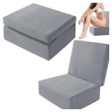 MABOZOO Foldable Hot Tub Booster Seat, Adjuatable 2 Heights Extra Thick Hot Tub Pillow Bath Seat with Back Support Cushions, Washable Hot Tub Seat Cushion for Indoor Outdoor (Gray) - Retail: $40