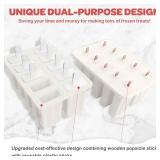 Miaowoof Homemade Popsicle Molds, 10-Cav Non-BPA Silicone Ice Pop Maker, with 50 Sticks, 50 Bags, 10 Reusable Sticks, Funnel, Brush and Ice Pop Recipe (White) - Retail: $22