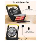Gazeled F15 Battery Powered Fan, Long Lasting Battery Operated Fans for Camping, Portable D-Cell Desk Fan with Timer, 3 Speeds, Whisper Quiet, 180° Rotation, for Office, Bedroom, Outdoor, 5ftft - Ret