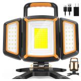 Tresda 30W Rechargeable Work Light, 3000 Lumen Magnetic Work Light Battery Powered, Waterproof Portable Cordless Job Site Lighting for Construction Site, Workshop, Garage, Camping, and Car Repairing -