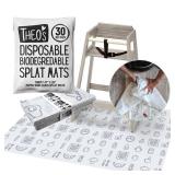 30 Pack | Disposable Splat Mats | Biodegradable + Compostable | THEOftS MATS | Under Highchair Splat Mat for Floor | Baby Led Weaning Supplies | (THEO001) - Retail: $23
