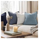 ZWJD Dusty Blue Pillow Covers 20x20 Set of 2 Chenille Throw Pillow Covers with Elegant Design Soft and Luxurious Decorative Throw Pillows for Couch, Bed, and Home Decor - Retail: $22