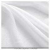 MIULEE White Linen Textured Sheer Curtains 63 Inches Long 2 Panels for Bedroom Living Room, Semi Transparent Farmhouse Window Net Panels with Rod Pocket, W 42 x L 63 inch Length - Retail: $15