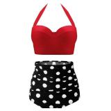 CHERRY CAT Womens Vintage Retro Polka High Waisted Underwire Bikini Two Piece Swimsuits (XXX-Large (fits Like US 12-14), Red) - Retail: $36