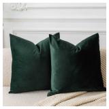 JUSPURBET Couch Pillow Covers Set of 2 Decorative Velvet Throw Pillow Covers Cases for Living Room Bedroom Home Decor Soft Cushion Covers Cases with Hidden Zipper for Sofa Bed 18x18 inch,Army Green - 