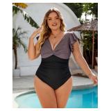 Blooming Jelly Women One Piece Swimsuits Tummy Control Plus Size Bathing Suit Beach Outfit 2025 (4XL, Purple Black)