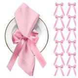 Gandeer Pink Bow Napkin Rings Set of 12 Pink Ribbon Candlestick Decor Charms Coquette Bow for Wine Glasses Ribbon Gift Rings Bulk for Candle Holder Wedding Birthday Party Bridal Shower Wrapping - Reta