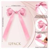 Gandeer Pink Bow Napkin Rings Set of 12 Pink Ribbon Candlestick Decor Charms Coquette Bow for Wine Glasses Ribbon Gift Rings Bulk for Candle Holder Wedding Birthday Party Bridal Shower Wrapping - Reta