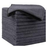 HOMEXCEL Microfiber Cleaning Cloths 12 Pack, Premium 16 x 16 inch Microfiber Towel for Cars, Ultra Absorbent Car Washing Cloth, Lint Free Streak Free Wash Cloths for Car, Kitchen, and Window, Grey - R